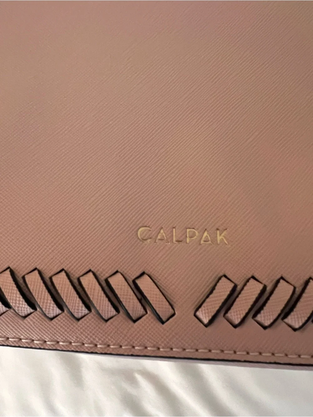 Calpak Pale Pink Structured Backpack with Braided Trim